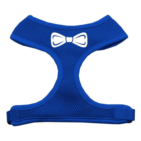 Bow Tie Screen Print Soft Mesh Harness Blue Large