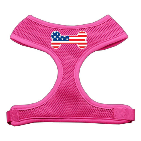 Bone Flag USA Screen Print Soft Mesh Harness Pink Large