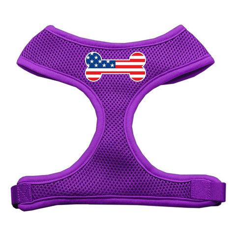 Bone Flag USA Screen Print Soft Mesh Harness Purple Large