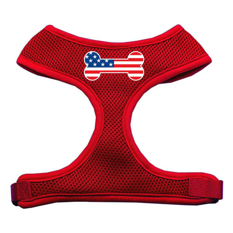 Bone Flag USA Screen Print Soft Mesh Harness Red Large