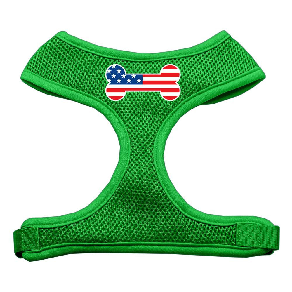 Bone Flag USA Screen Print Soft Mesh Harness Emerald Green Small