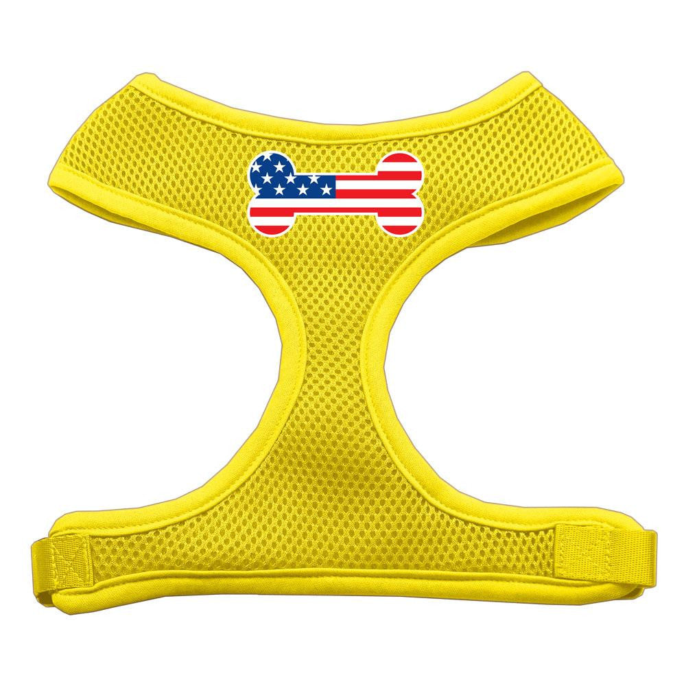 Bone Flag USA Screen Print Soft Mesh Harness Yellow Small