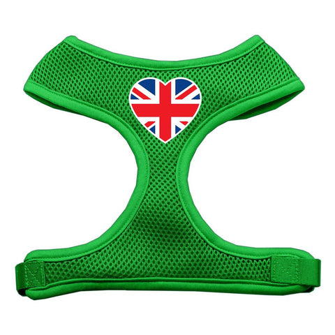 Heart Flag UK Screen Print Soft Mesh Harness Emerald Green Medium