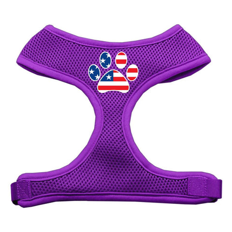 Paw Flag USA Screen Print Soft Mesh Harness Purple Large