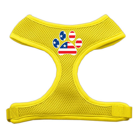 Paw Flag USA Screen Print Soft Mesh Harness Yellow Large