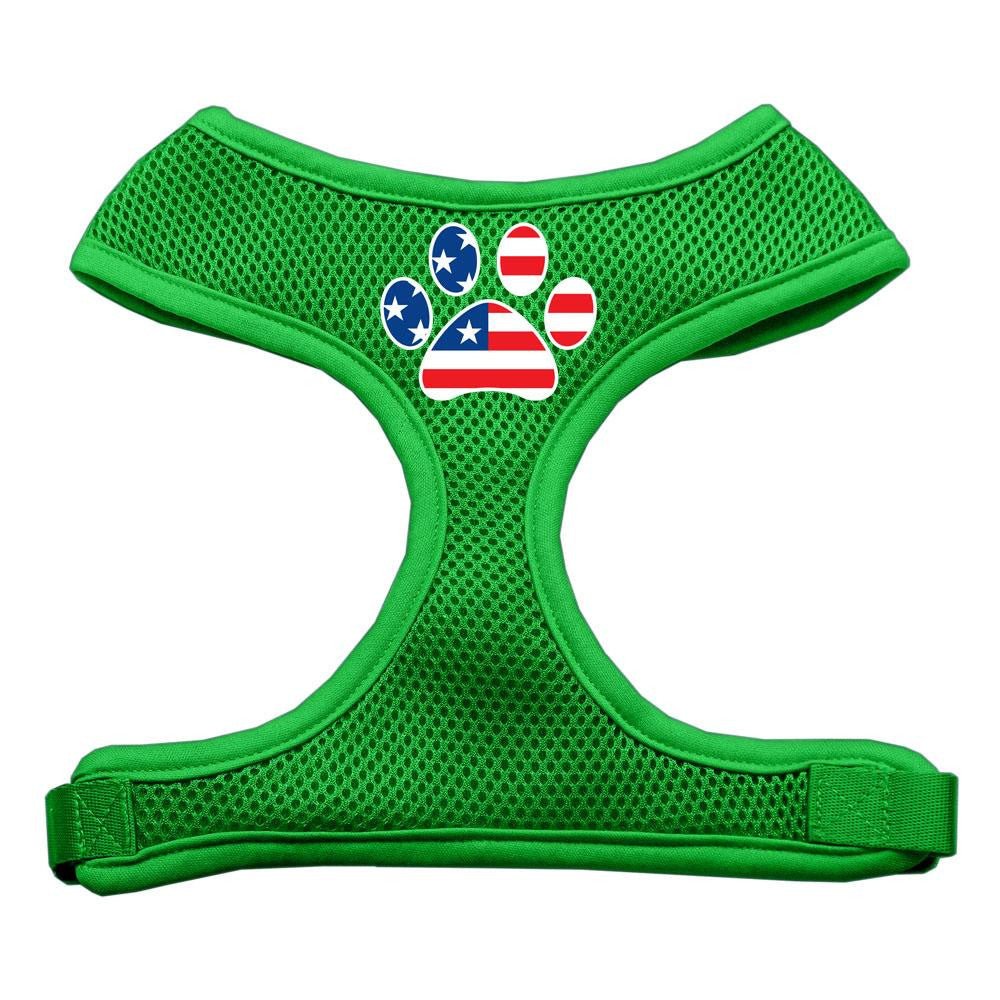 Paw Flag USA Screen Print Soft Mesh Harness Emerald Green Medium