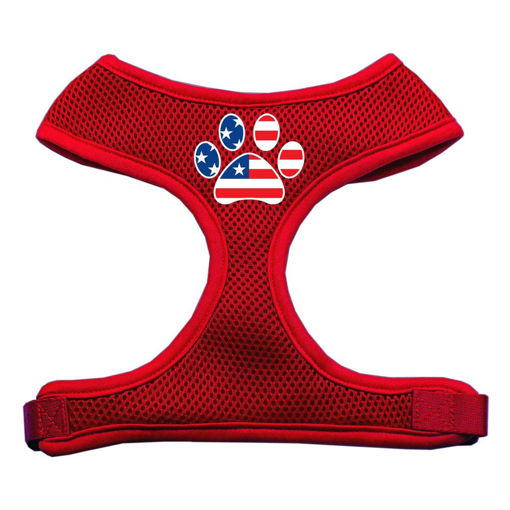 Paw Flag USA Screen Print Soft Mesh Harness Red Medium