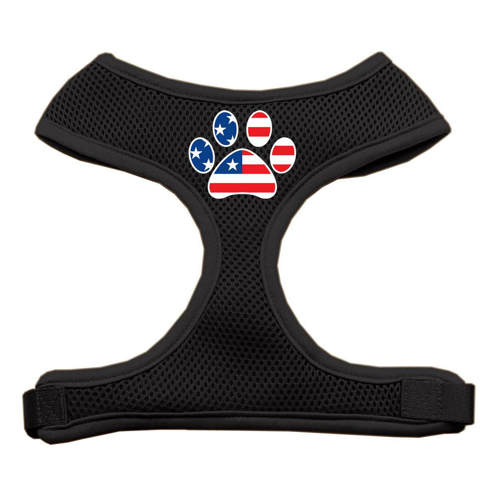 Paw Flag USA Screen Print Soft Mesh Harness Black Extra Large