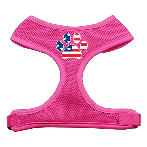 Paw Flag USA Screen Print Soft Mesh Harness Pink Extra Large