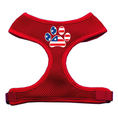 Paw Flag USA Screen Print Soft Mesh Harness Red Extra Large