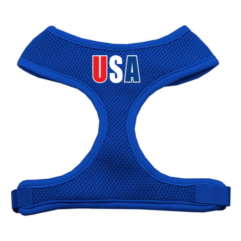 USA Star Screen Print Soft Mesh Harness Blue Large