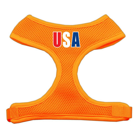 Usa Star Screen Print Soft Mesh Harness Orange Large