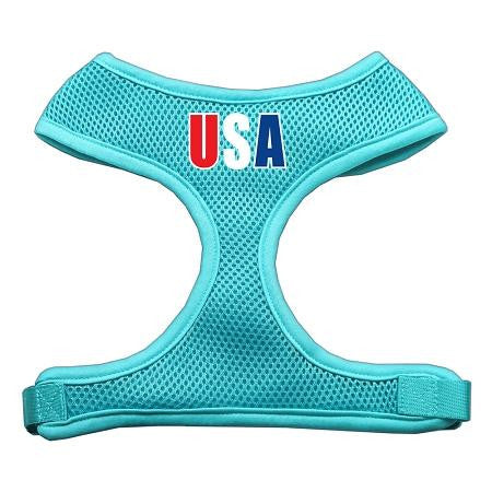 Usa Star Screen Print Soft Mesh Harness Aqua Medium