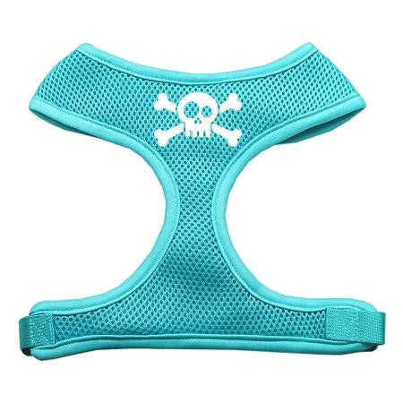 Skull Crossbones Screen Print Soft Mesh Harness Aqua Medium