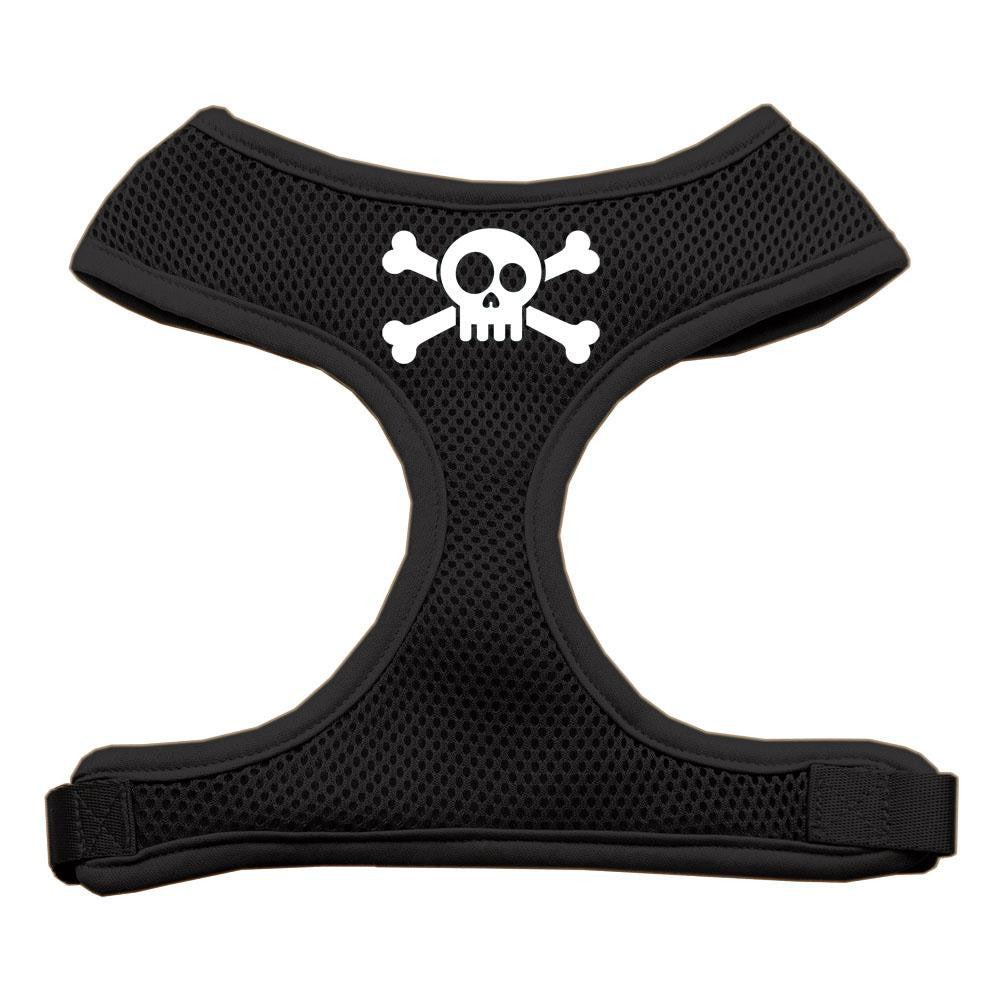 Skull Crossbones Screen Print Soft Mesh Harness Black Medium