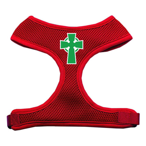 Celtic Cross Screen Print Soft Mesh Harness Red Large