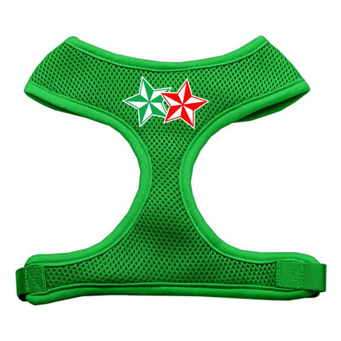 Double Holiday Star Screen Print Mesh Harness Emerald Green Large