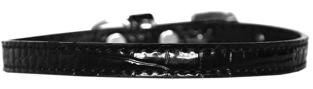 Omaha Plain Croc Dog Collar Black Size 14