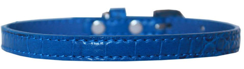 Omaha Plain Croc Dog Collar Blue Size 10