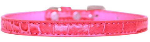 Omaha Plain Croc Dog Collar Bright Pink Size 10