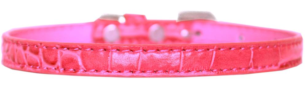 Omaha Plain Croc Dog Collar Bright Pink Size 12