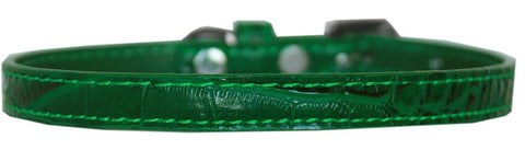 Omaha Plain Croc Dog Collar Emerald Green Size 10