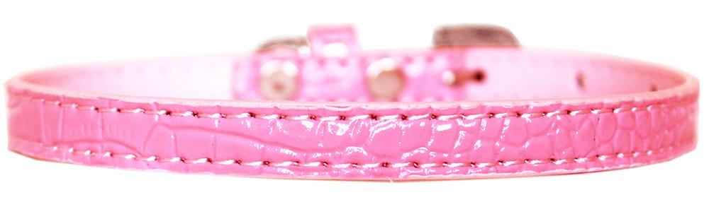 Omaha Plain Croc Dog Collar Light Pink Size 10