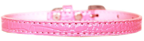 Omaha Plain Croc Dog Collar Light Pink Size 14