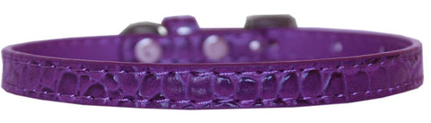 Omaha Plain Croc Dog Collar Purple Size 10