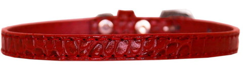 Omaha Plain Croc Dog Collar Red Size 10