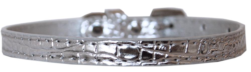 Omaha Plain Croc Dog Collar Silver Size 10