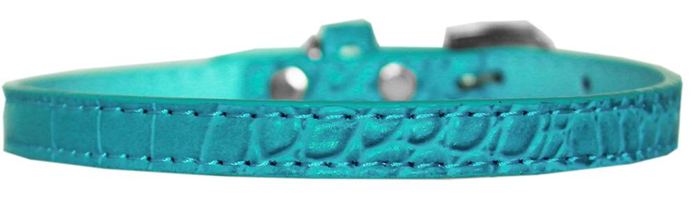 Omaha Plain Croc Dog Collar Turquoise Size 10