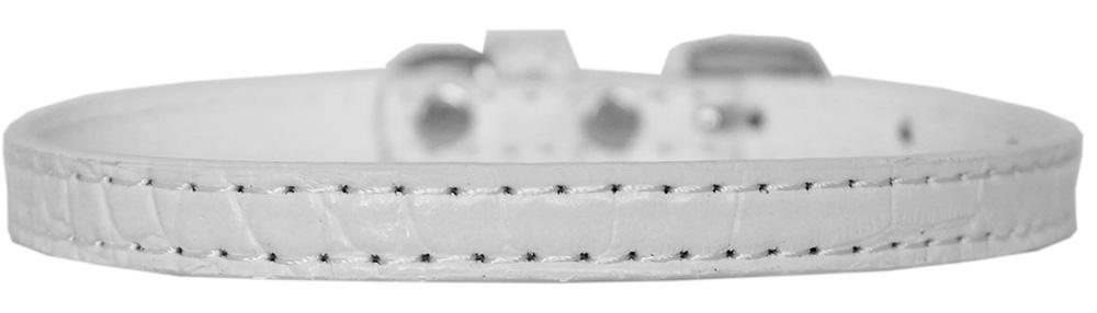 Omaha Plain Croc Dog Collar White Size 10