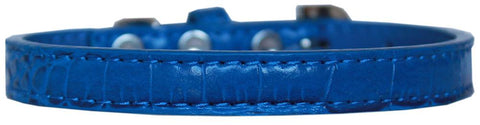 Wichita Plain Croc Dog Collar Blue Size 12