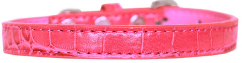 Wichita Plain Croc Dog Collar Bright Pink Size 10