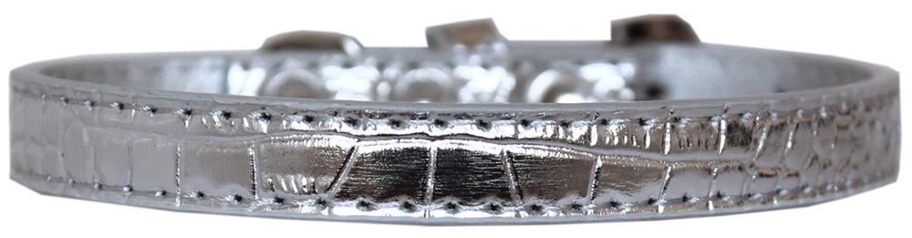 Wichita Plain Croc Dog Collar Silver Size 10