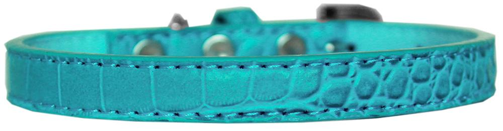 Wichita Plain Croc Dog Collar Turquoise Size 10