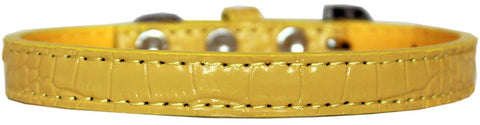 Wichita Plain Croc Dog Collar Yellow Size 10