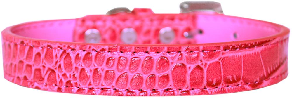 Tulsa Plain Croc Dog Collar Bright Pink Size 20