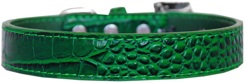 Tulsa Plain Croc Dog Collar Emerald Green Size 12