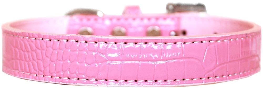 Tulsa Plain Croc Dog Collar Light Pink Size 12