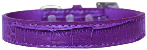 Tulsa Plain Croc Dog Collar Purple Size 12