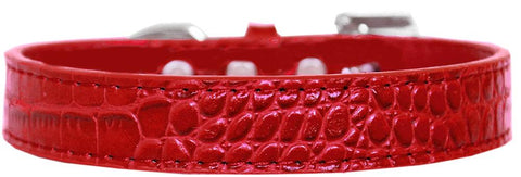 Tulsa Plain Croc Dog Collar Red Size 12