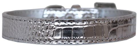 Tulsa Plain Croc Dog Collar Silver Size 12