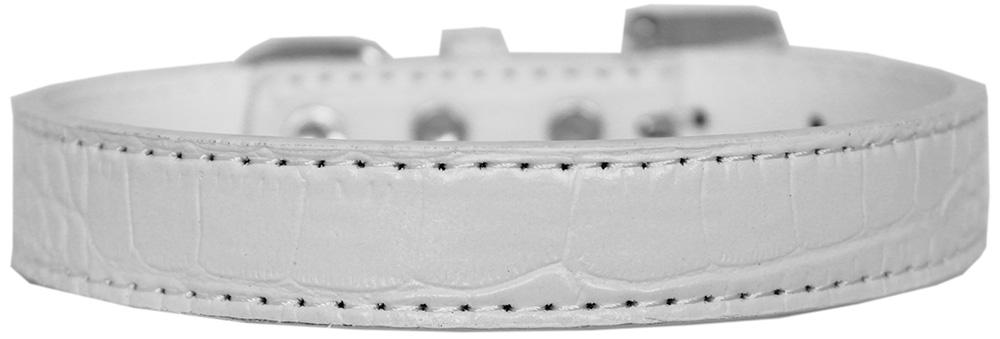 Tulsa Plain Croc Dog Collar White Size 12