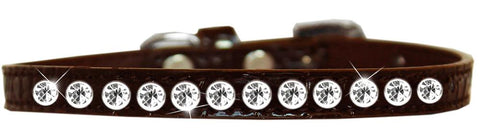 One Row Clear Jewel Croc Dog Collar Chocolate Size 12