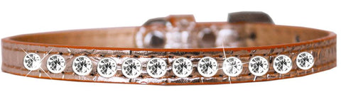 One Row Clear Jewel Croc Dog Collar Copper Size 10