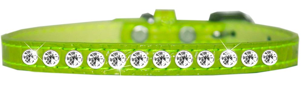 One Row Clear Jewel Croc Dog Collar Lime Green Size 10