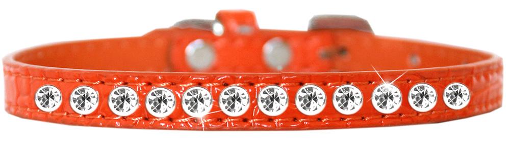 One Row Clear Jewel Croc Dog Collar Orange Size 10