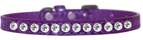 One Row Clear Jewel Croc Dog Collar Purple Size 12